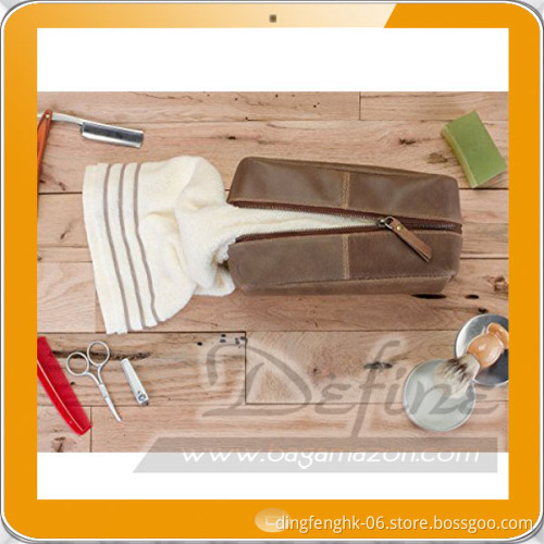 Burnt Umber Luxury Leather Dopp Kit Shaving Toiletry Travel Bag